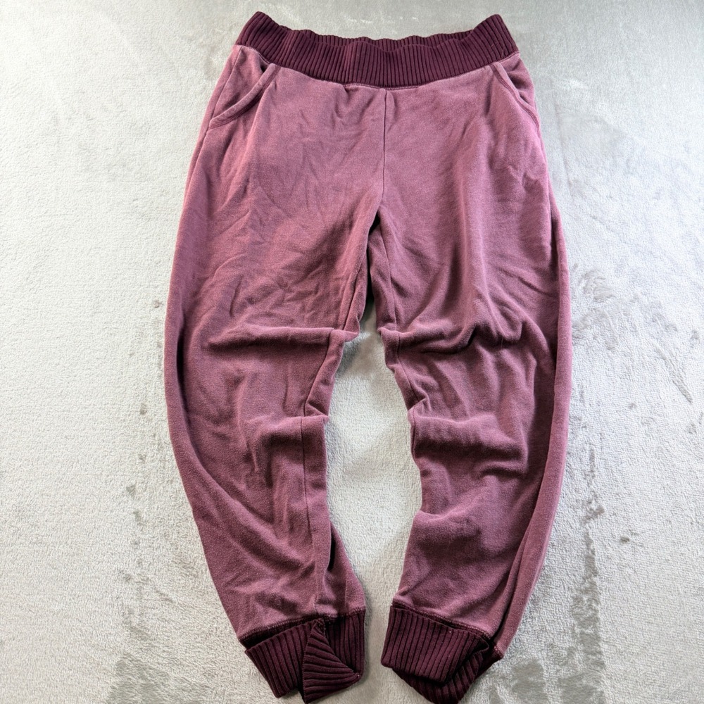 Aerie Women's Medium Burgundy Maroon Ribbed Waist Fleece Joggers Sweatpants